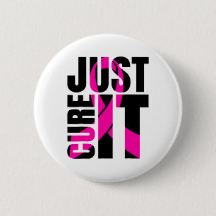 Cure It Breast Cancer Awareness Ribbon  Button