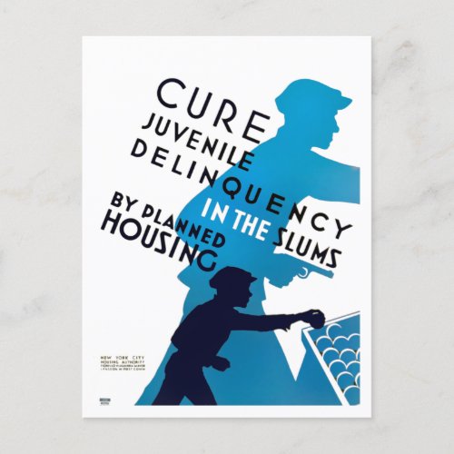 Cure Juvenile Delinquency in the Slums Postcard