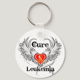Cure Leukemia Heart Tattoo Wings Keychain