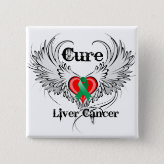 Cure Liver Cancer Heart Tattoo Wings Button