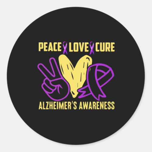 Cure Love Alzheimerheimers Awareness  Classic Round Sticker