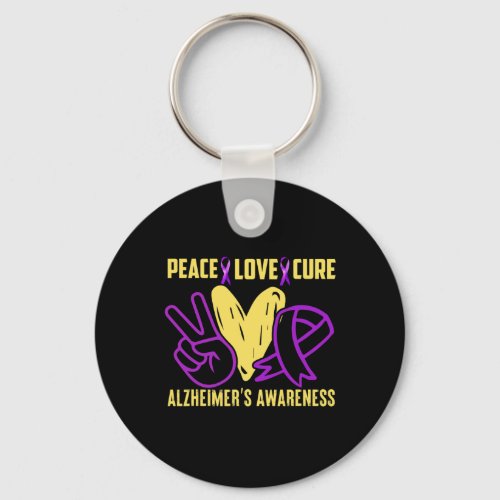 Cure Love Alzheimerheimers Awareness  Keychain