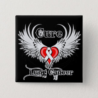 Cure Lung Cancer Heart Tattoo Wings Pinback Button