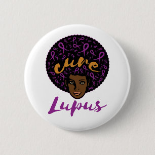 Cure Lupus Awareness African American Purple Button