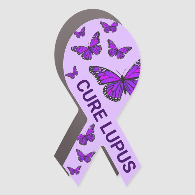 Cure Lupus Purple Butterfly Ribbon Support Car Magnet (Front)