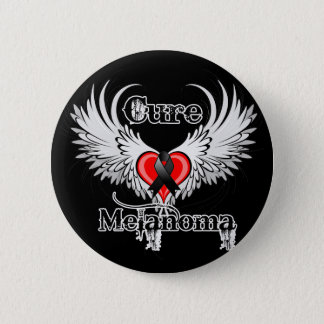 Cure Melanoma Heart Tattoo Wings Pinback Button