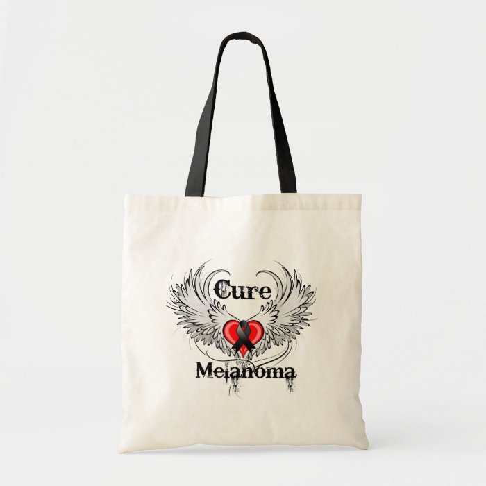 Cure Melanoma Heart Tattoo Wings Tote Bag