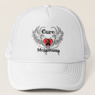 Cure Melanoma Heart Tattoo Wings Trucker Hat