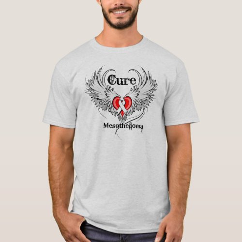 Cure Mesothelioma Heart Tattoo Wings T_Shirt
