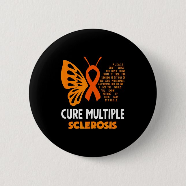Cure Multiple Sclerosis Awareness Butterfly Ms Awa Button (Front)