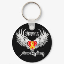 Cure Neuroblastoma Heart Tattoo Wings Keychain