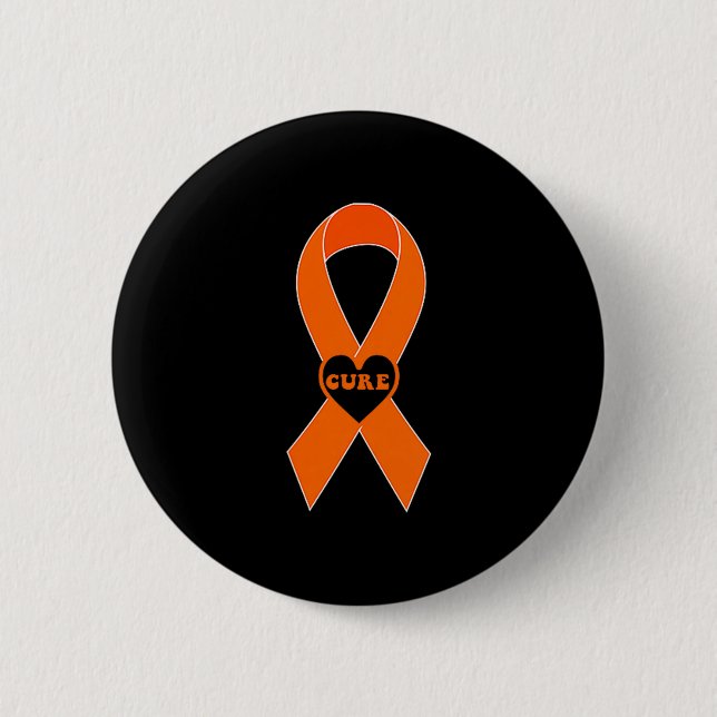 Cure Orange Ribbon Multiple Sclerosis Awareness Ms Button (Front)