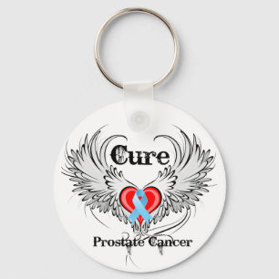 Cure Prostate Cancer Heart Tattoo Wings Keychain