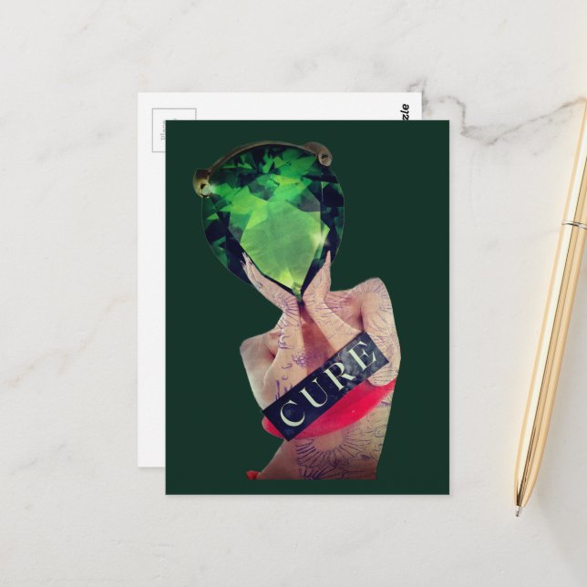 Cure Sexy Surreal Gemstone Lady Collage  Postcard (Front/Back In Situ)