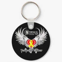 Cure Testicular Cancer Heart Tattoo Wings Keychain