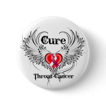 Cure Throat Cancer Heart Tattoo Wings Pinback Button