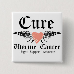 Cure Uterine Cancer Tattoo Wings Button