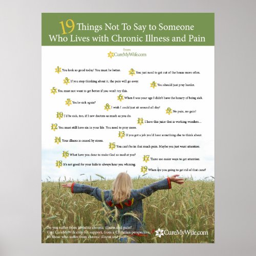 CureMyWifecom support for chronic illness  pain Poster