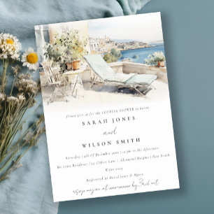 Curfu Greece Watercolor Landscape Couples Shower Invitation