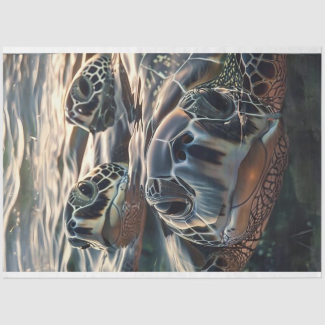 Curios Trio Turtles of the Deep Decoupage Tissue Paper (Front)