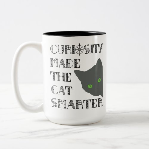 Curiosity and the Cat Two_Tone Coffee Mug