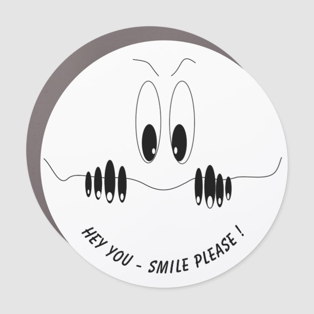 Curiosity Eyes Funny Car Magnet Smile Custom Text (Front)