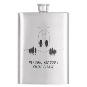 Curiosity Eyes Funny Flask Smile - Custom Text