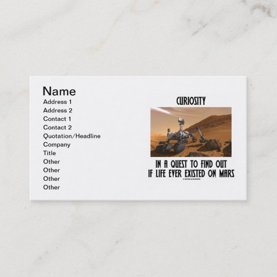 Curiosity In A Quest To Find If Life Existed Mars Business Card