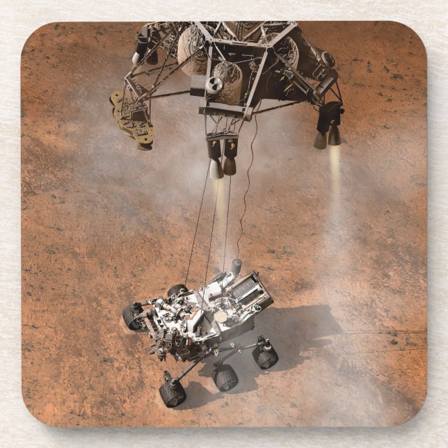 Curiosity Rover Landing On The Martian Surface. Beverage Coaster (Front)