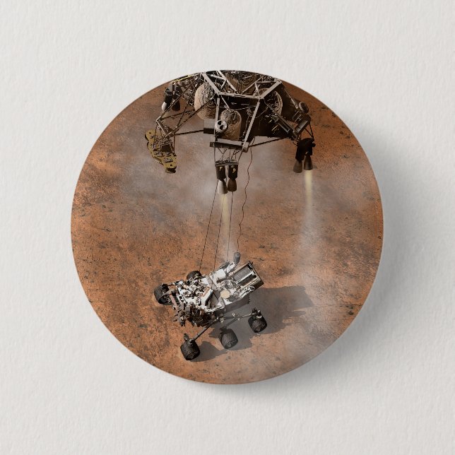 Curiosity Rover Landing On The Martian Surface. Button (Front)