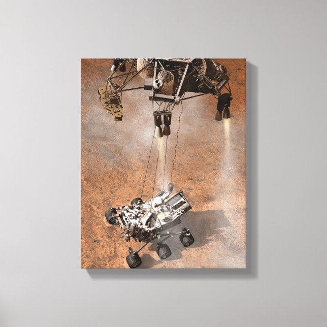 Curiosity Rover Landing On The Martian Surface. Canvas Print (Front)