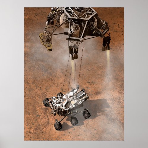 Curiosity Rover Landing On The Martian Surface Poster