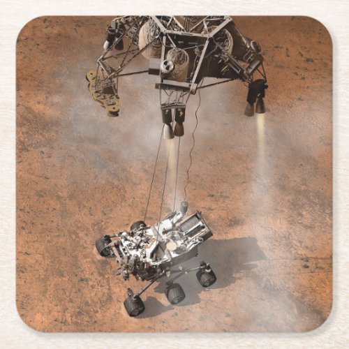 Curiosity Rover Landing On The Martian Surface Square Paper Coaster