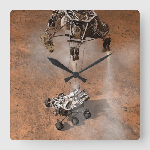 Curiosity Rover Landing On The Martian Surface Square Wall Clock
