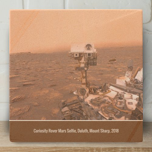 Curiosity Rover Mars Dusty Selfie at Mount Sharp Stone Coaster