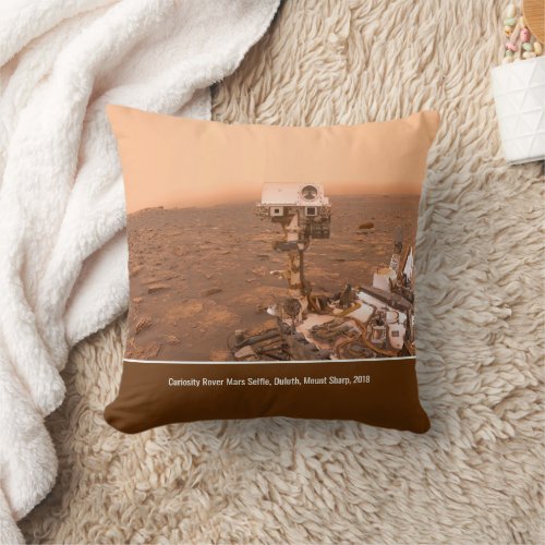 Curiosity Rover Mars Dusty Selfie at Mount Sharp Throw Pillow