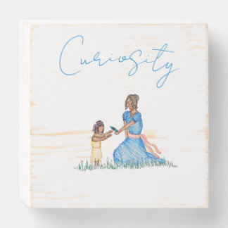 Curiosity wooden box sign