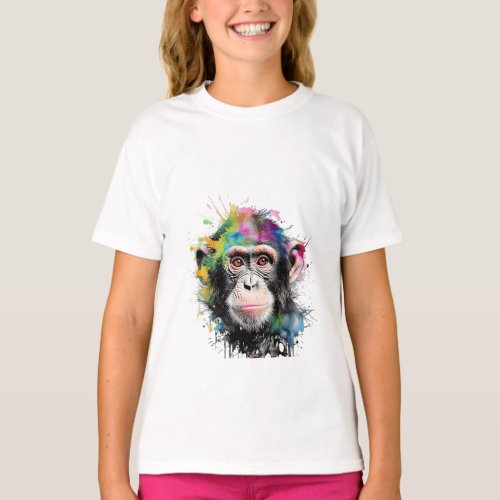 Curious and colorful chimpanzee T_Shirt