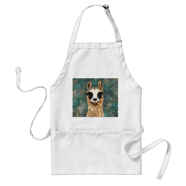 Curious Baby Llama - Cute Adult Apron (Front)