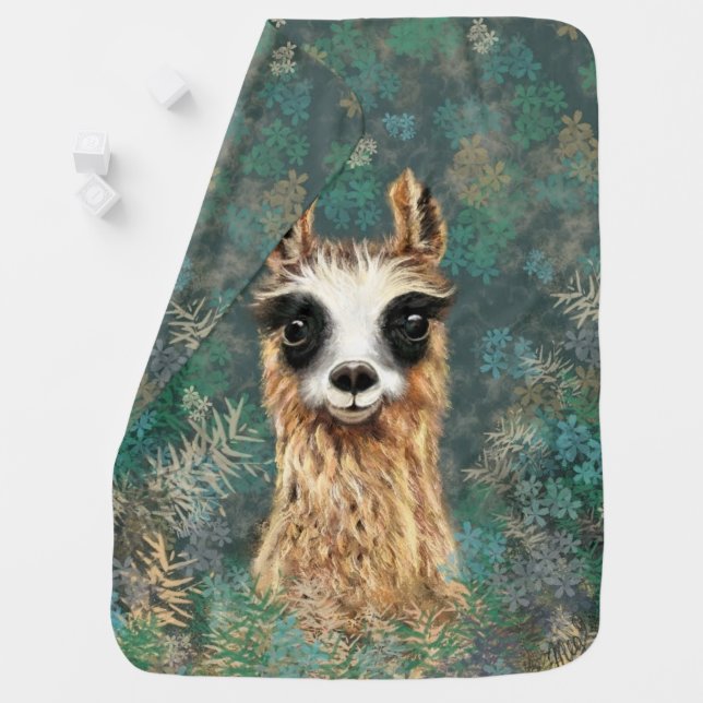 Curious Baby Llama - Cute Baby Blanket (In Situ)