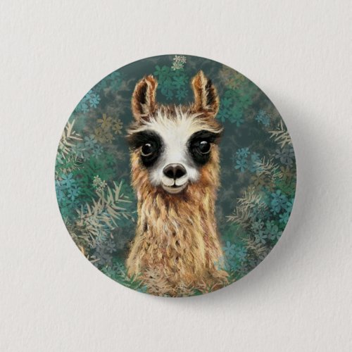 Curious Baby Llama _ Cute Button