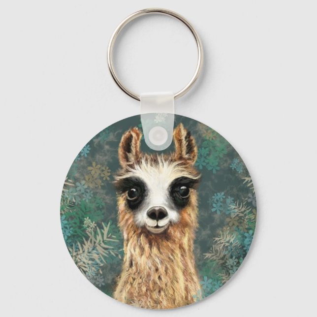 Curious Baby Llama - Cute Keychain (Front)