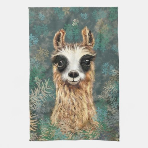 Curious Baby Llama _ Cute _ Kitchen Towel