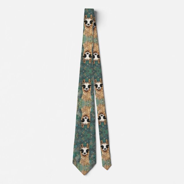 Curious Baby Llama - Cute Neck Tie (Front)