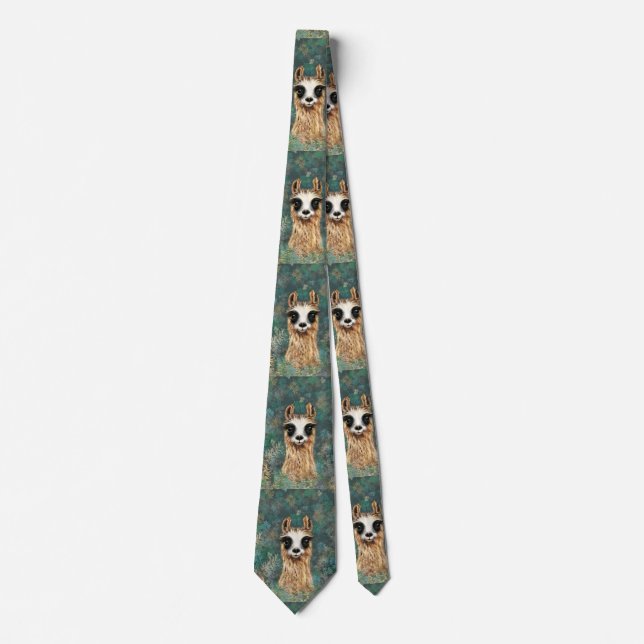 Curious Baby Llama - Cute - Neck Tie (Front)