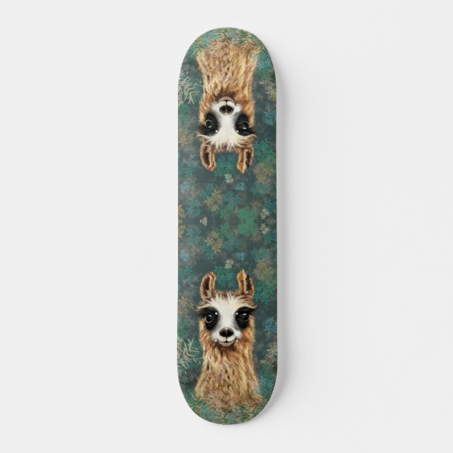 Curious Baby Llama - Cute - Smile Skateboard (Front)