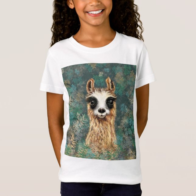 Curious Baby Llama - Cute T-Shirt (Front)