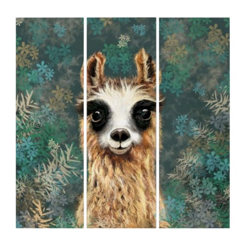 Curious Baby Llama _ Cute Triptych