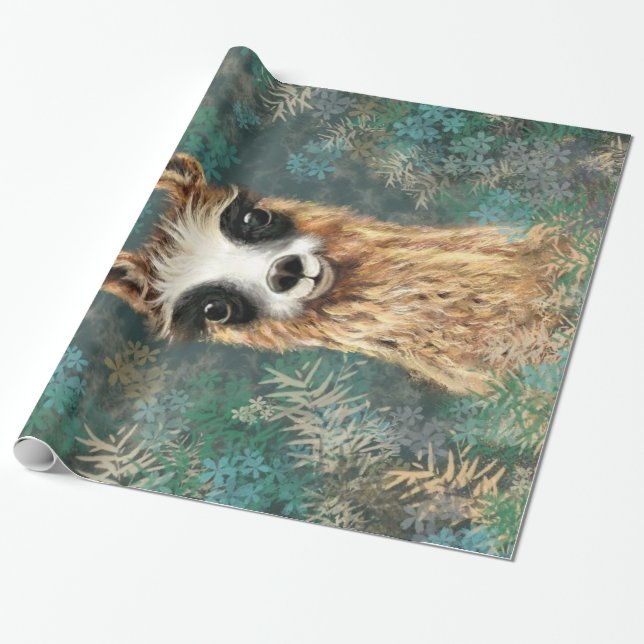 Curious Baby Llama - Cute - Wrapping Paper (Unrolled)