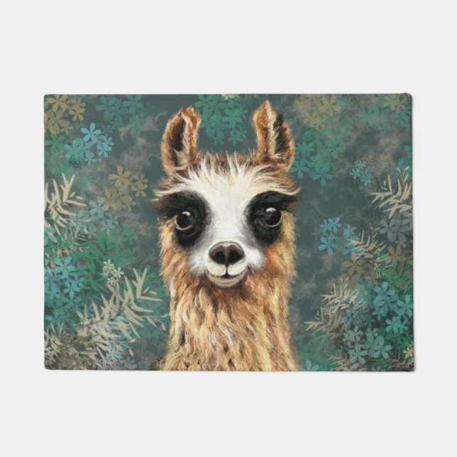 Curious Baby Llama - Smile - Doormat (Front)
